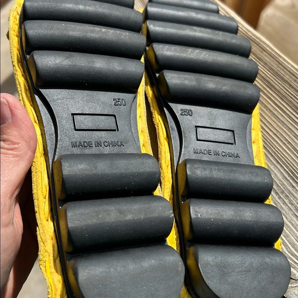 Socofy Women’s Leather Flex Slip On Floral Shoes size 8 - Yellow and Green - Picture 6 of 13